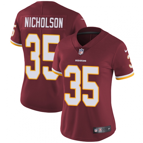 Women's Nike Washington Redskins 35 Montae Nicholson Burgundy Red Team Color Vapor Untouchable Limited Player NFL Jersey