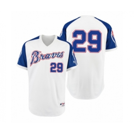 Men's Braves 29 John Smoltz White 1974 Turn Back the Clock Authentic Jersey