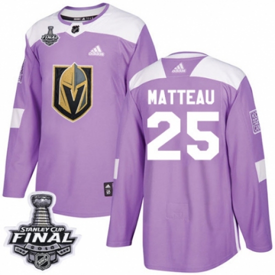 Men's Adidas Vegas Golden Knights 25 Stefan Matteau Authentic Purple Fights Cancer Practice 2018 Stanley Cup Final NHL Jersey