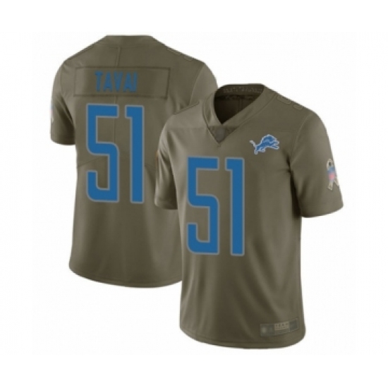 Men's Detroit Lions 51 Jahlani Tavai Limited Olive 2017 Salute to Service Football Jersey