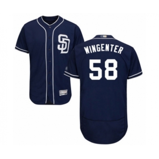 Men's San Diego Padres 58 Trey Wingenter Navy Blue Alternate Flex Base Authentic Collection Baseball Player Jersey