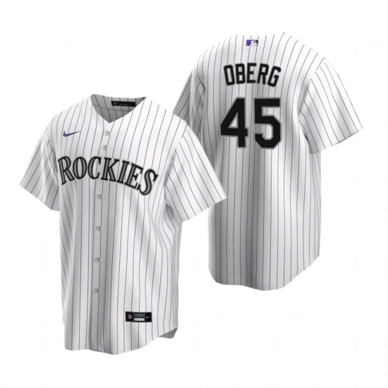 Men's Nike Colorado Rockies 45 Scott Oberg White Home Stitched Baseball Jersey