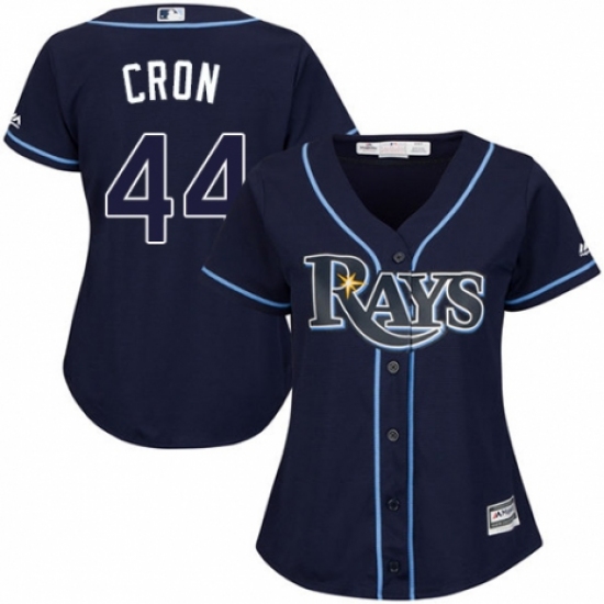 Women's Majestic Tampa Bay Rays 44 C. J. Cron Authentic Navy Blue Alternate Cool Base MLB Jersey