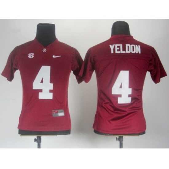 Women Alabama Crimson Tide 4 T.J Yeldon Red 2012 SEC Patch Jerseys