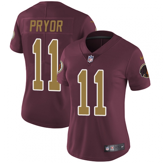 Women's Nike Washington Redskins 11 Terrelle Pryor Elite Burgundy Red/Gold Number Alternate 80TH Anniversary NFL Jersey