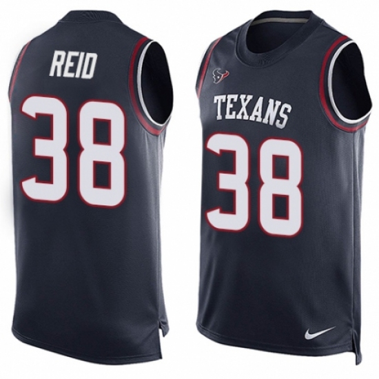 Men's Nike Houston Texans 38 Justin Reid Limited Navy Blue Player Name & Number Tank Top NFL Jersey