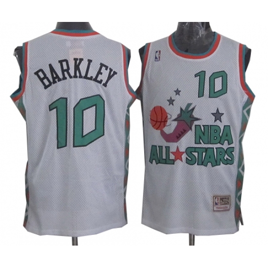 Men's Mitchell and Ness Phoenix Suns 10 Charles Barkley Authentic White 1996 All star Throwback NBA Jersey