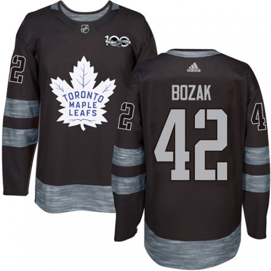 Men's Adidas Toronto Maple Leafs 42 Tyler Bozak Authentic Black 1917-2017 100th Anniversary NHL Jersey