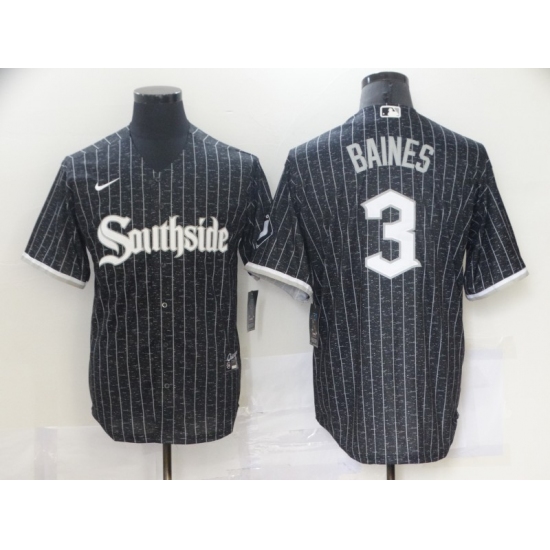 Men's Chicago White Sox 3 Harold Baines Replica Black Alternate Home Cool Base Jersey