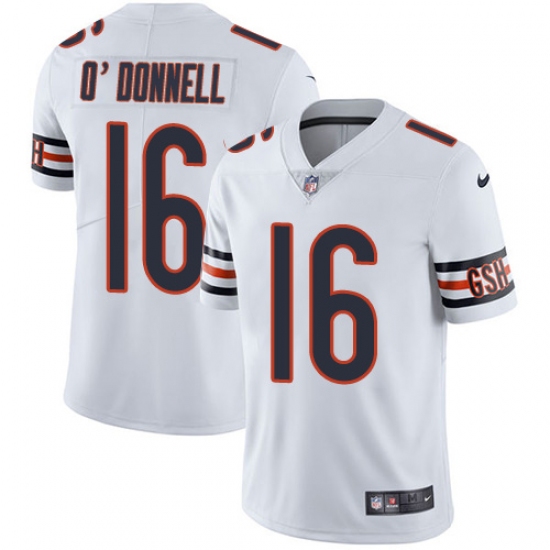 Youth Nike Chicago Bears 16 Pat O'Donnell White Vapor Untouchable Limited Player NFL Jersey