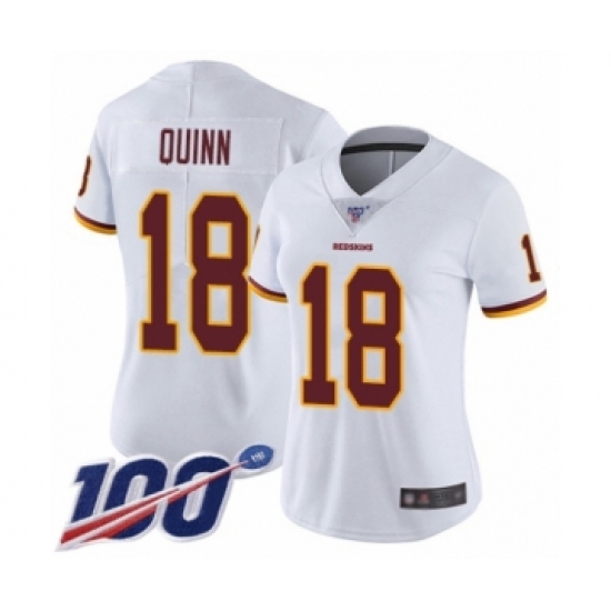 Women's Washington Redskins 18 Trey Quinn White Vapor Untouchable Limited Player 100th Season Football Jersey