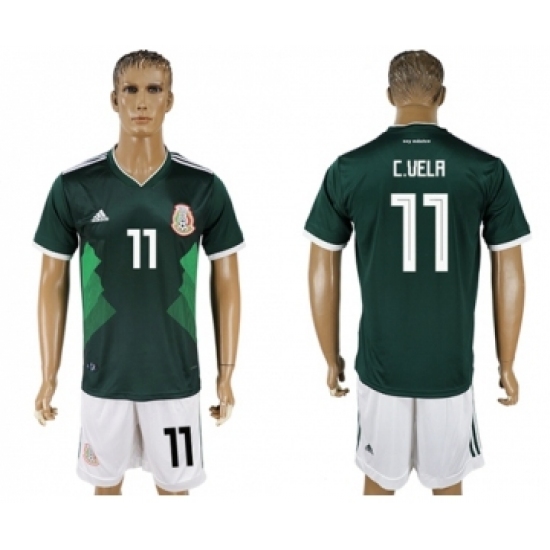 Mexico 11 C.Vela Green Home Soccer Country Jersey