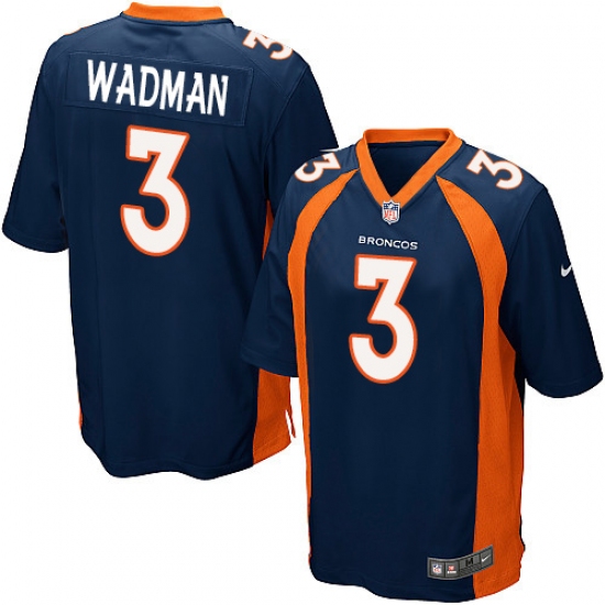 Men's Nike Denver Broncos 3 Colby Wadman Game Navy Blue Alternate NFL Jersey