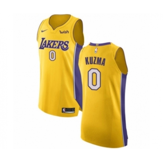 Men's Los Angeles Lakers 0 Kyle Kuzma Authentic Gold Home Basketball Jersey - Icon Edition