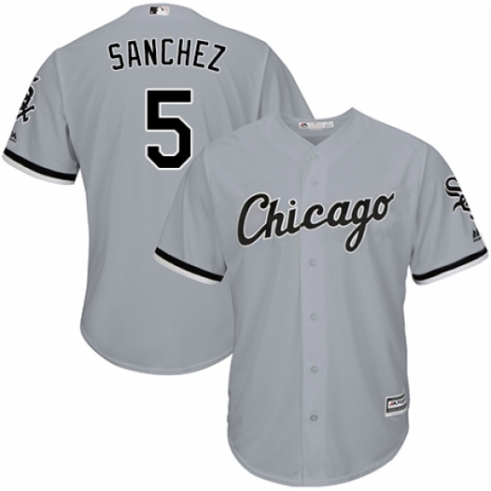 Men's Majestic Chicago White Sox 5 Yolmer Sanchez Replica Grey Road Cool Base MLB Jersey