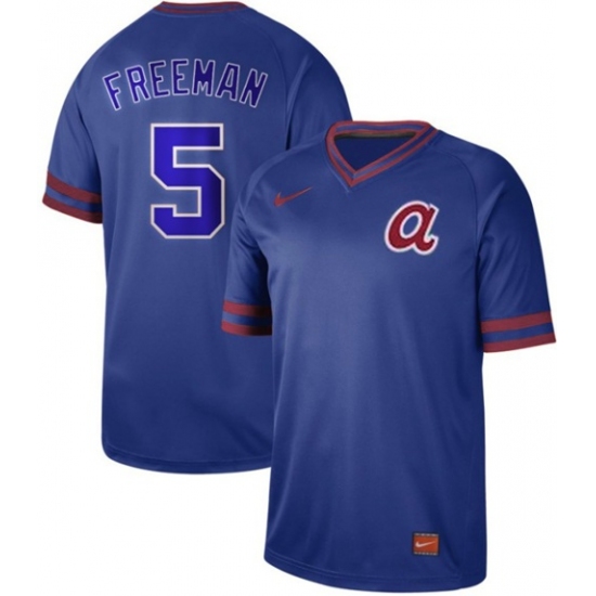 Men's Nike Atlanta Braves 5 Freddie Freeman Royal Authentic Cooperstown Collection Stitched Baseball Jersey