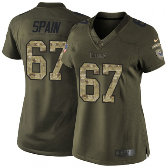 Women's Nike Tennessee Titans 67 Quinton Spain Elite Green Salute to Service NFL Jersey