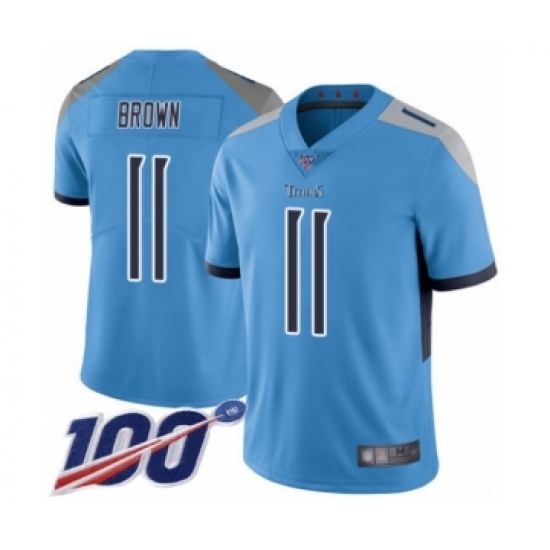 Youth Tennessee Titans 11 A.J. Brown Light Blue Alternate Vapor Untouchable Limited Player 100th Season Football Jersey