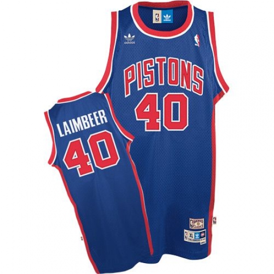 Men's Adidas Detroit Pistons 40 Bill Laimbeer Swingman Blue Throwback NBA Jersey