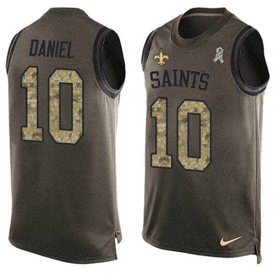 Men's Nike New Orleans Saints 10 Chase Daniel Limited Green Salute to Service Tank Top NFL Jersey