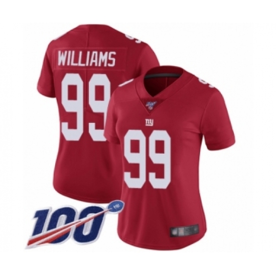 Women's New York Giants 99 Leonard Williams Red Limited Red Inverted Legend 100th Season Football Jersey