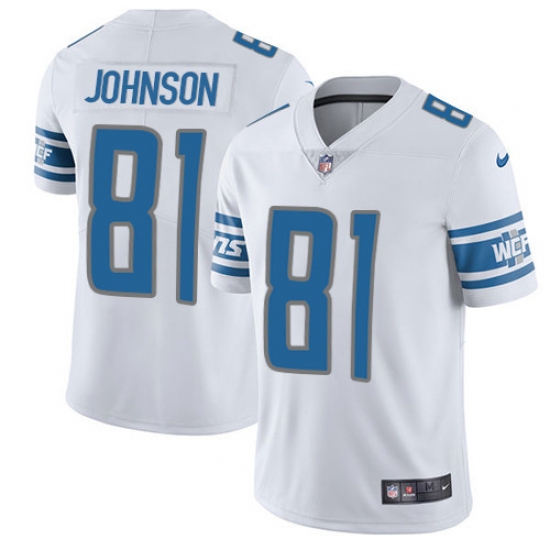 Men's Nike Detroit Lions 81 Calvin Johnson Elite White NFL Jersey