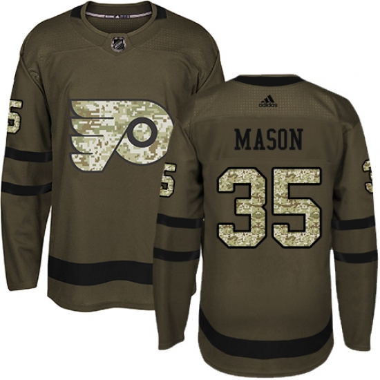 Youth Adidas Philadelphia Flyers 35 Steve Mason Green Salute to Service Stitched NHL Jersey