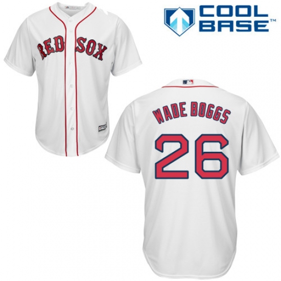 Youth Majestic Boston Red Sox 26 Wade Boggs Authentic White Home Cool Base MLB Jersey