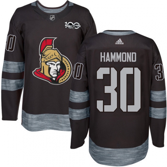 Men's Adidas Ottawa Senators 30 Andrew Hammond Authentic Black 1917-2017 100th Anniversary NHL Jersey