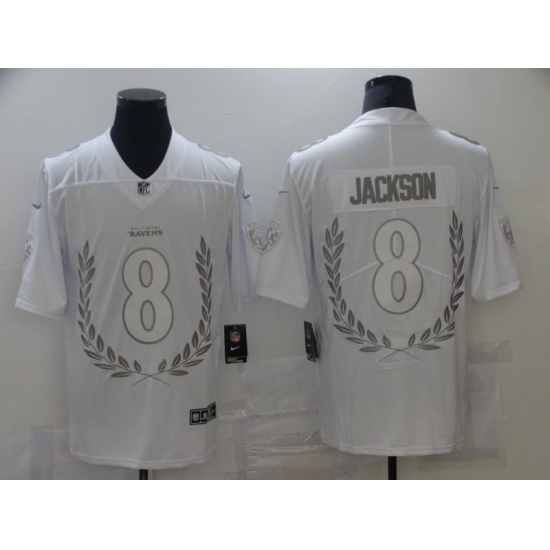 Men's Baltimore Ravens 8 Lamar Jackson Limited White Souvenir Edition Football Jersey