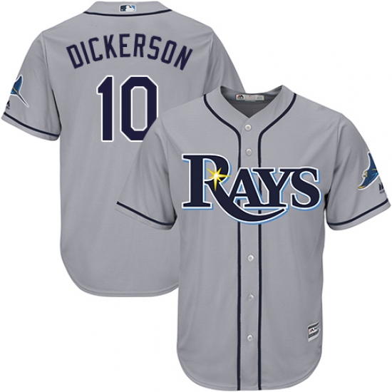 Youth Majestic Tampa Bay Rays 10 Corey Dickerson Authentic Grey Road Cool Base MLB Jersey