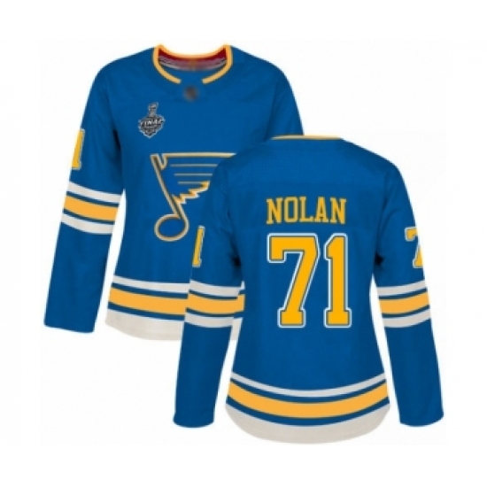 Women's St. Louis Blues 71 Jordan Nolan Authentic Navy Blue Alternate 2019 Stanley Cup Final Bound Hockey Jersey