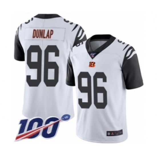 Men's Cincinnati Bengals 96 Carlos Dunlap Limited White Rush Vapor Untouchable 100th Season Football Jersey