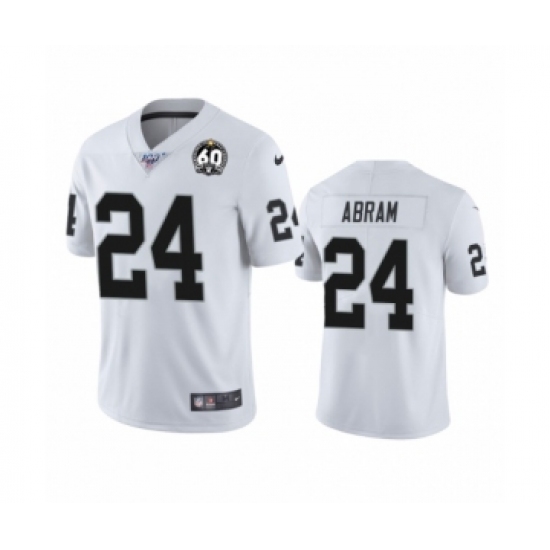 Youth Oakland Raiders 24 Johnathan Abram White 60th Anniversary Vapor Untouchable Limited Player 100th Season Football Jersey