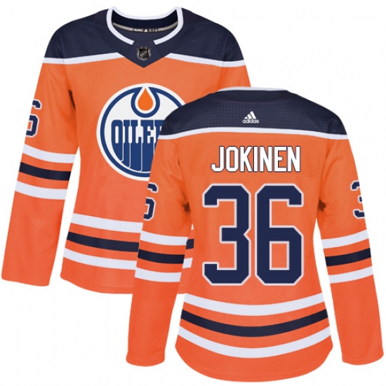 Women's Adidas Edmonton Oilers 36 Jussi Jokinen Authentic Orange Home NHL Jersey