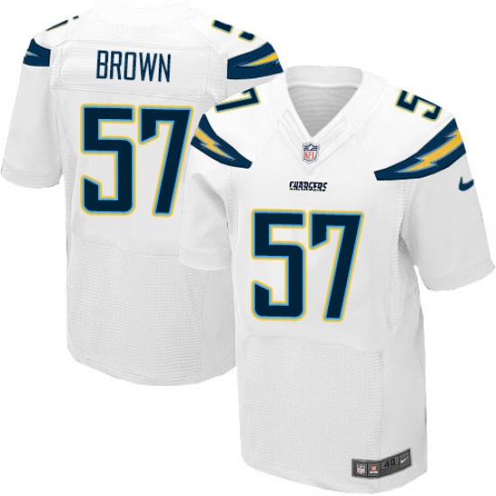 Men's Nike Los Angeles Chargers 57 Jatavis Brown Elite White NFL Jersey