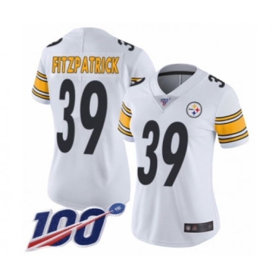 Women's Pittsburgh Steelers 39 Minkah Fitzpatrick White Vapor Untouchable Limited Player 100th Season Football Jersey