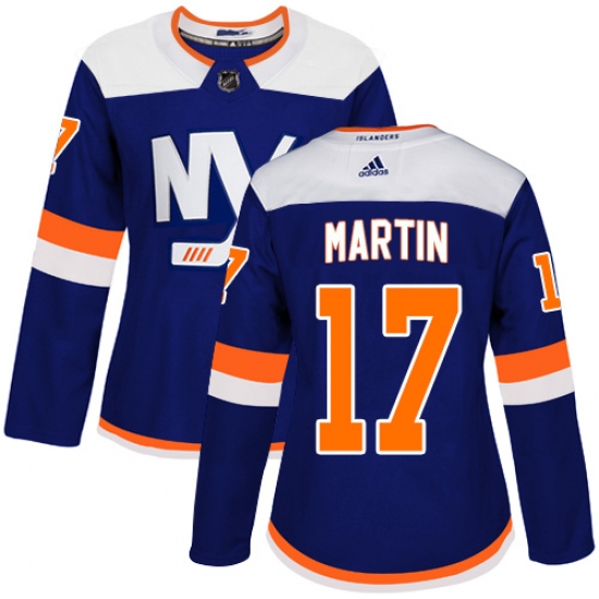 Women's Adidas New York Islanders 17 Matt Martin Premier Blue Alternate NHL Jersey