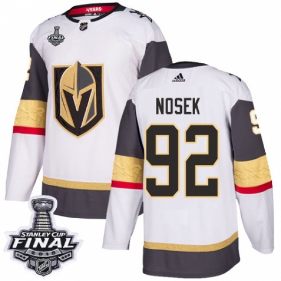 Women's Adidas Vegas Golden Knights 92 Tomas Nosek Authentic White Away 2018 Stanley Cup Final NHL Jersey