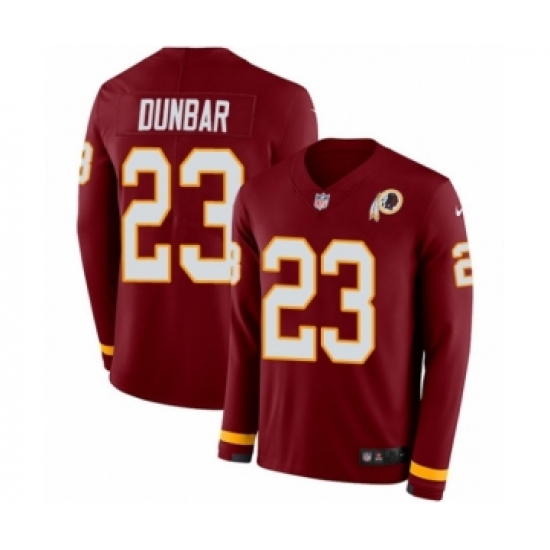 Men's Nike Washington Redskins 23 Quinton Dunbar Limited Burgundy Therma Long Sleeve NFL Jersey