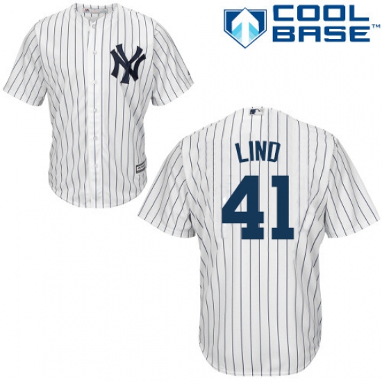 Youth Majestic New York Yankees 41 Adam Lind Authentic White Home MLB Jersey