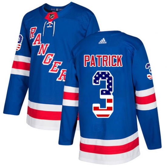 Men's Adidas New York Rangers 3 James Patrick Authentic Royal Blue USA Flag Fashion NHL Jersey