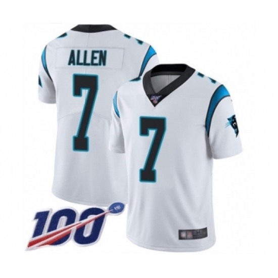 Youth Carolina Panthers 7 Kyle Allen White Vapor Untouchable Limited Player 100th Season Football Jersey