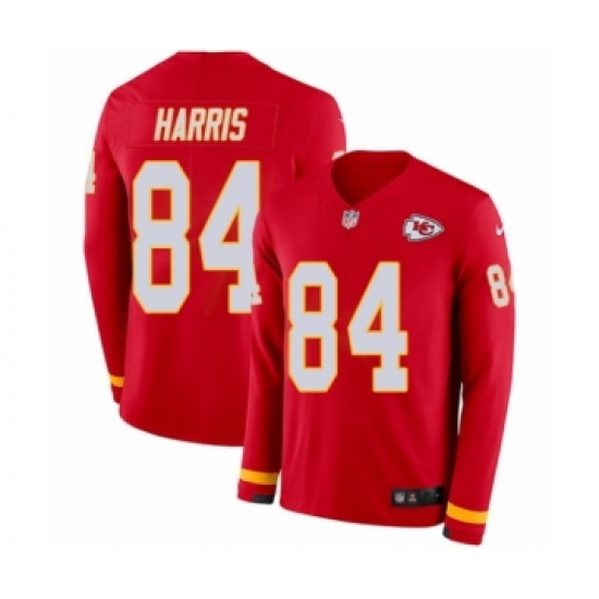 Men's Nike Kansas City Chiefs 84 Demetrius Harris Limited Red Therma Long Sleeve NFL Jersey
