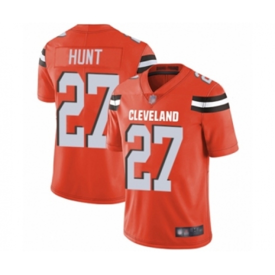 Men's Cleveland Browns 27 Kareem Hunt Orange Alternate Vapor Untouchable Limited Player Football Jersey