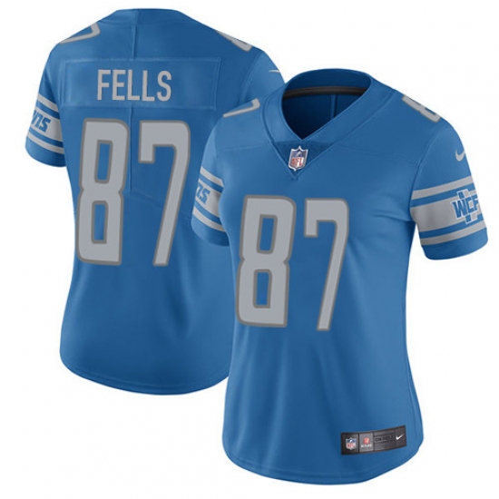 Women's Nike Detroit Lions 87 Darren Fells Elite Light Blue Team Color NFL Jersey