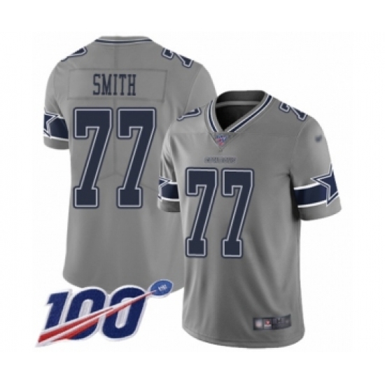 Men's Dallas Cowboys 77 Tyron Smith Limited Gray Inverted Legend 100th Season Football Jersey