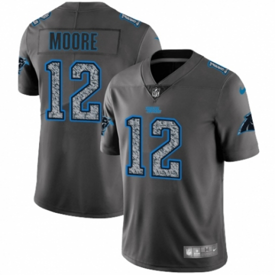 Men's Nike Carolina Panthers 12 D.J. Moore Gray Static Vapor Untouchable Limited NFL Jersey