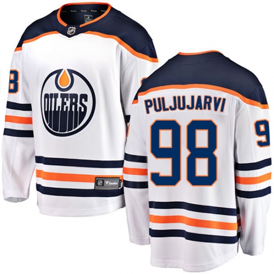 Youth Edmonton Oilers 98 Jesse Puljujarvi Fanatics Branded White Away Breakaway NHL Jersey