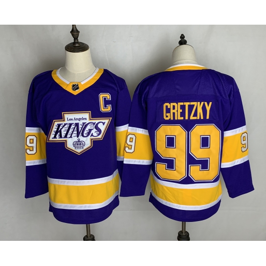 Men's Los Angeles Kings 99 Wayne Gretzky Authentic Purple Fights Cancer Practice Jersey